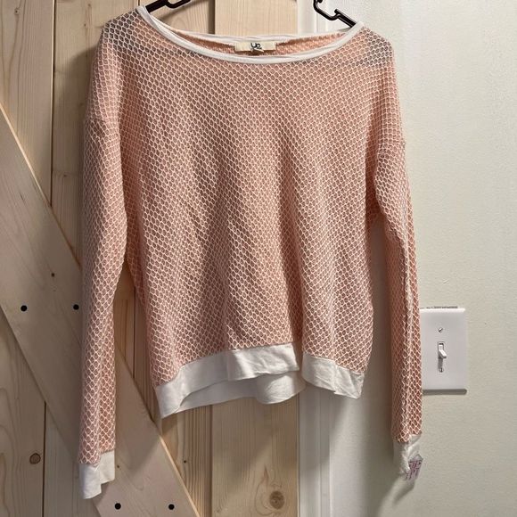 YA Los Angeles || Peach Net Lightweight Long Sleeve Woman’s Summer Spring Attire - Picture 2 of 5